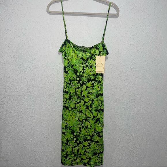 Stine Goya Lydia Slip Dress in Pointilism Green Floral Size Small NWT - Picture 4 of 12